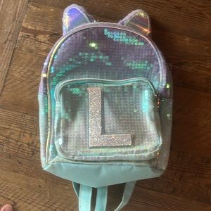 Justice mini backpack monogrammed with letter L!